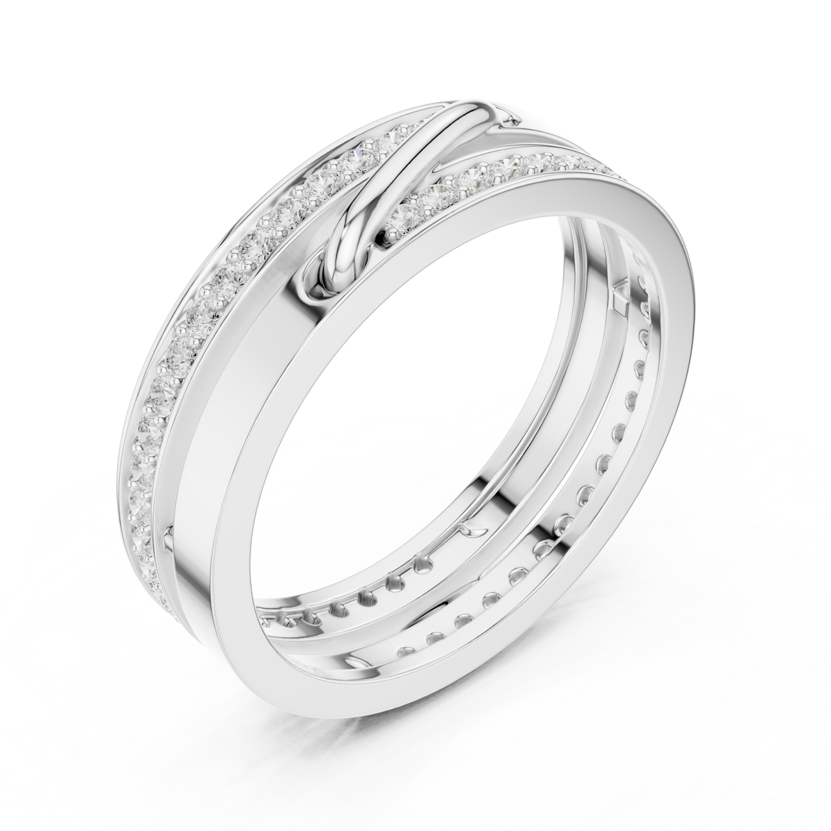 Round Cut Interlocking Multi Band Moissanite Diamond Statement Ring - View 8