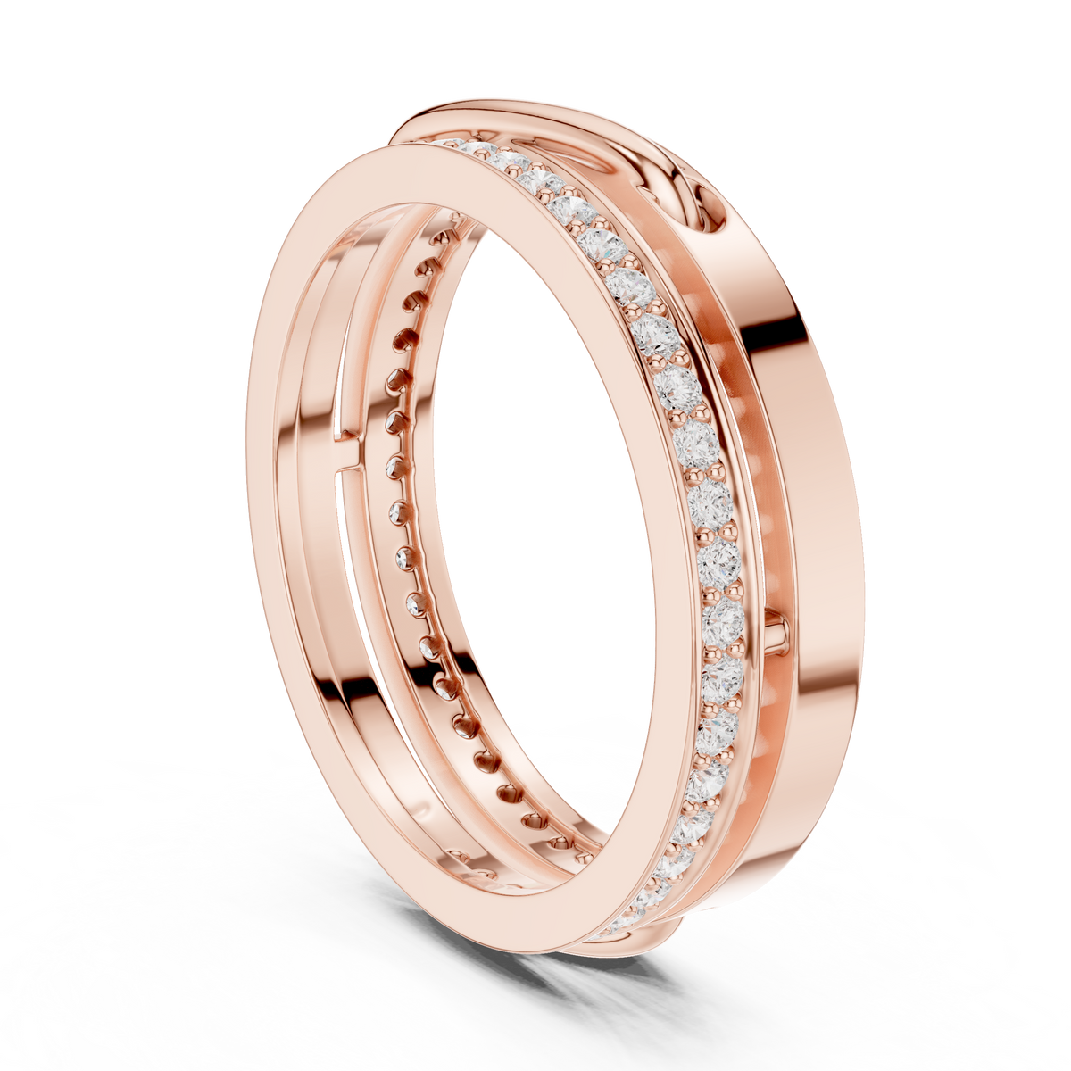 Round Cut Interlocking Multi Band Moissanite Diamond Statement Ring - View 5