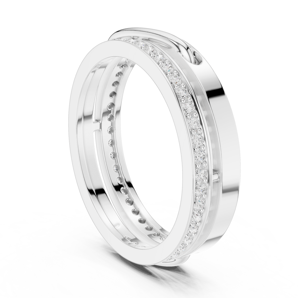 Round Cut Interlocking Multi Band Moissanite Diamond Statement Ring - View 9
