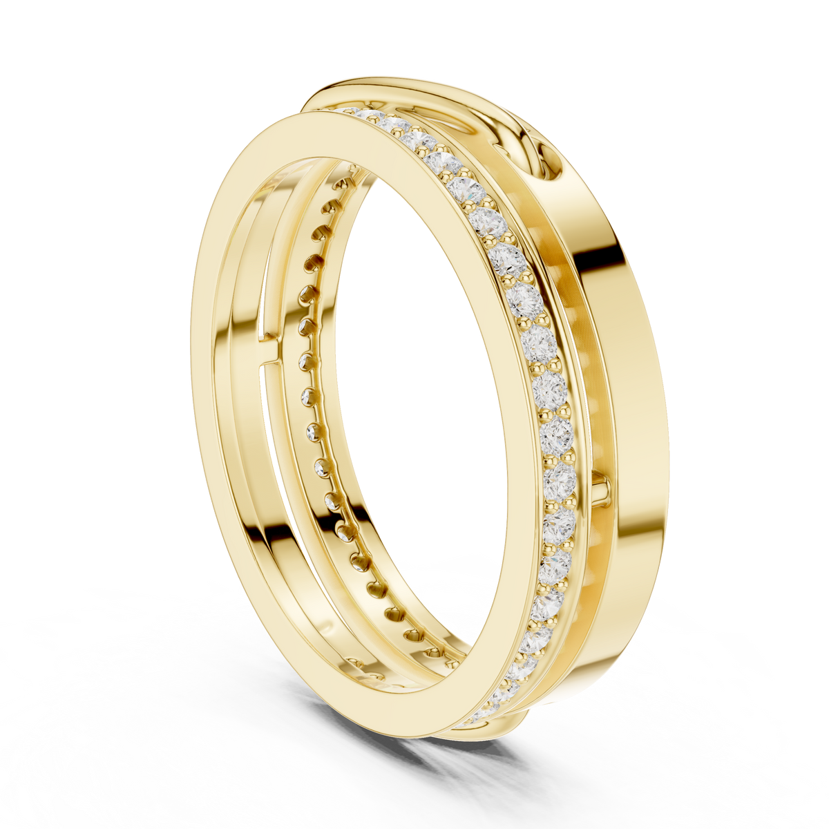 Round Cut Interlocking Multi Band Moissanite Diamond Statement Ring - View 2