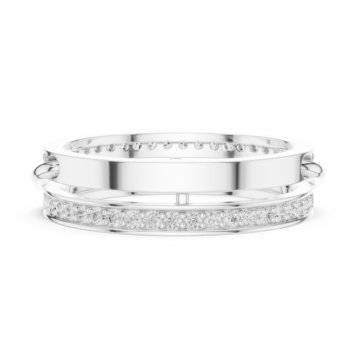 round cut interlocking multi band moissanite diamond statement ring - view 10