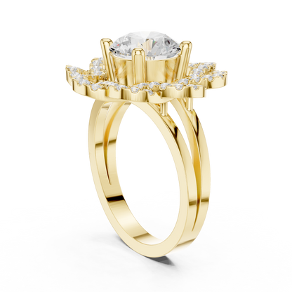 Floral Round Cut Moissanite Diamond Statement Wedding Ring For Her - View 10