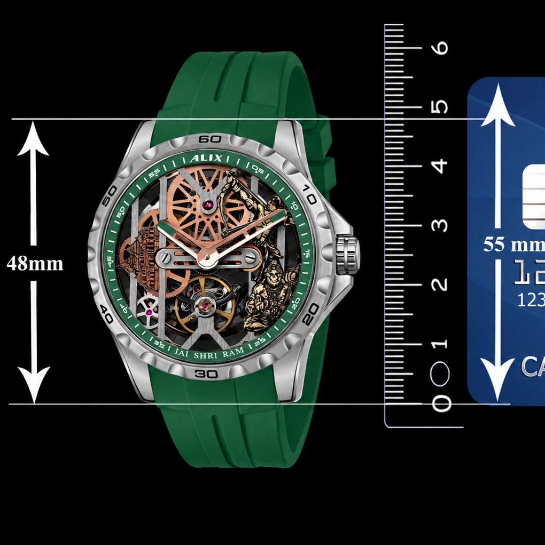 emerald green skeleton automatic watch premium mechanical statement timepiece - view 7