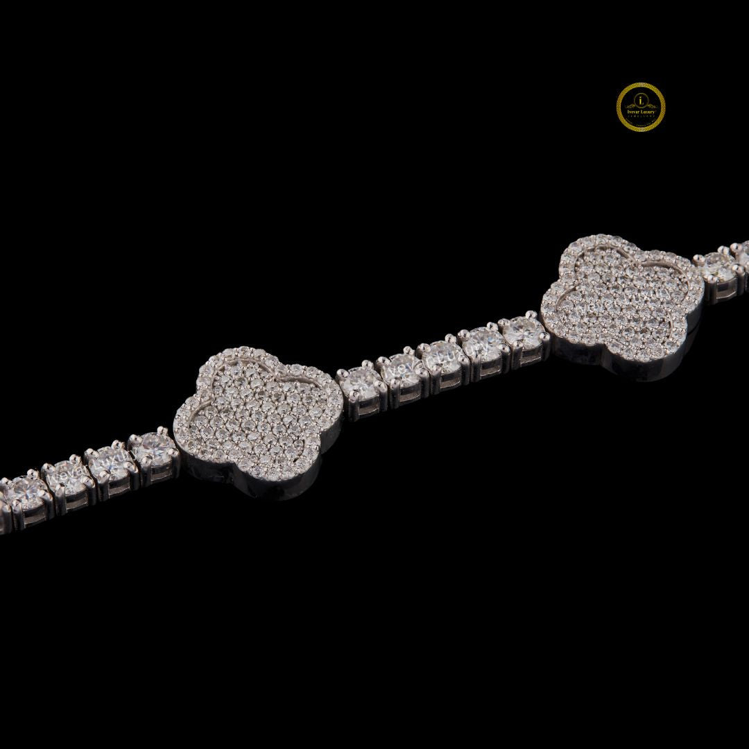 Flower Diamond Bangle Bracelet - VVS1 Moissanite Bridal Jewelry by Ivevar Luxury - View 4