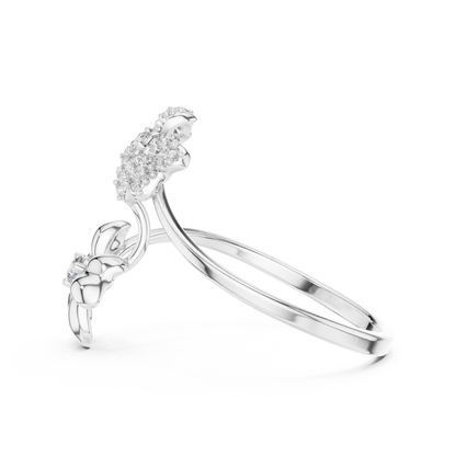 Round Lab Diamond Floral Open Wrap Ring - View 10