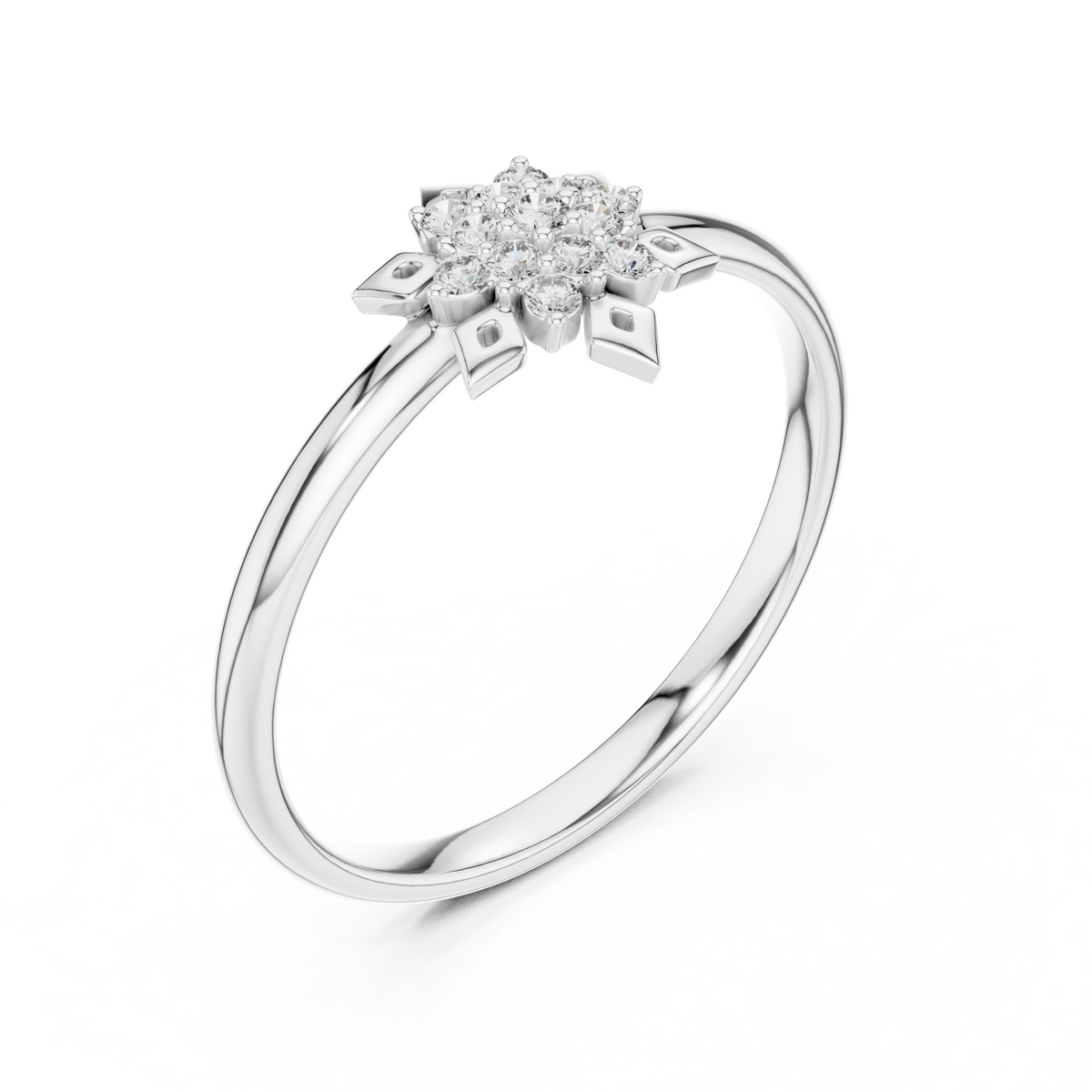 snowflake round lab diamond cluster anniversary ring - view 4