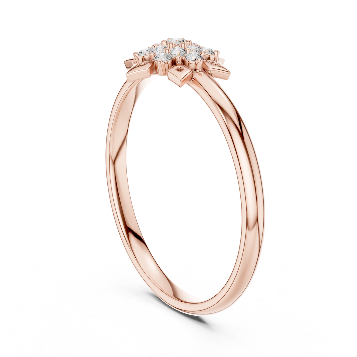 snowflake round lab diamond cluster anniversary ring - view 6