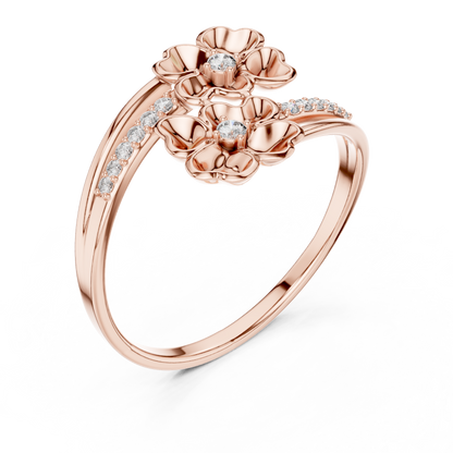 Dual Flower Bypass Split Pave Shank Lab Ring - View 3