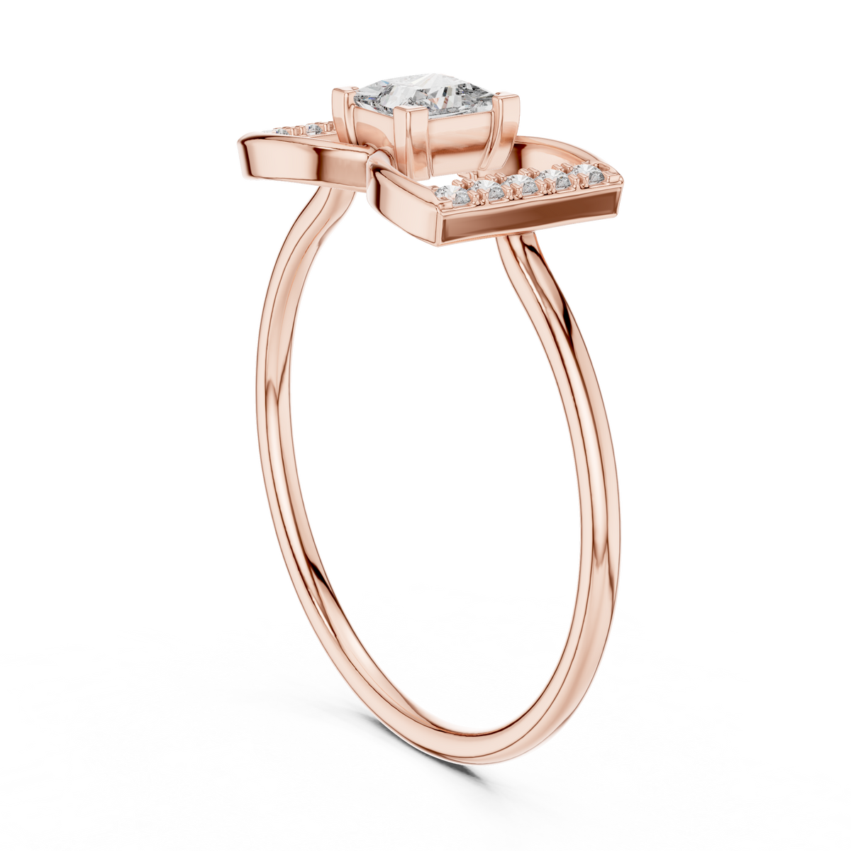 princess cut geometric pave split shank lab diamond ring - view 11