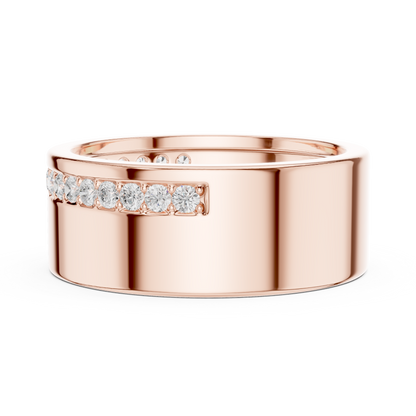 Round Cut Moissanite Diamond Men's Wide Channel Set Eternity Band - View 9