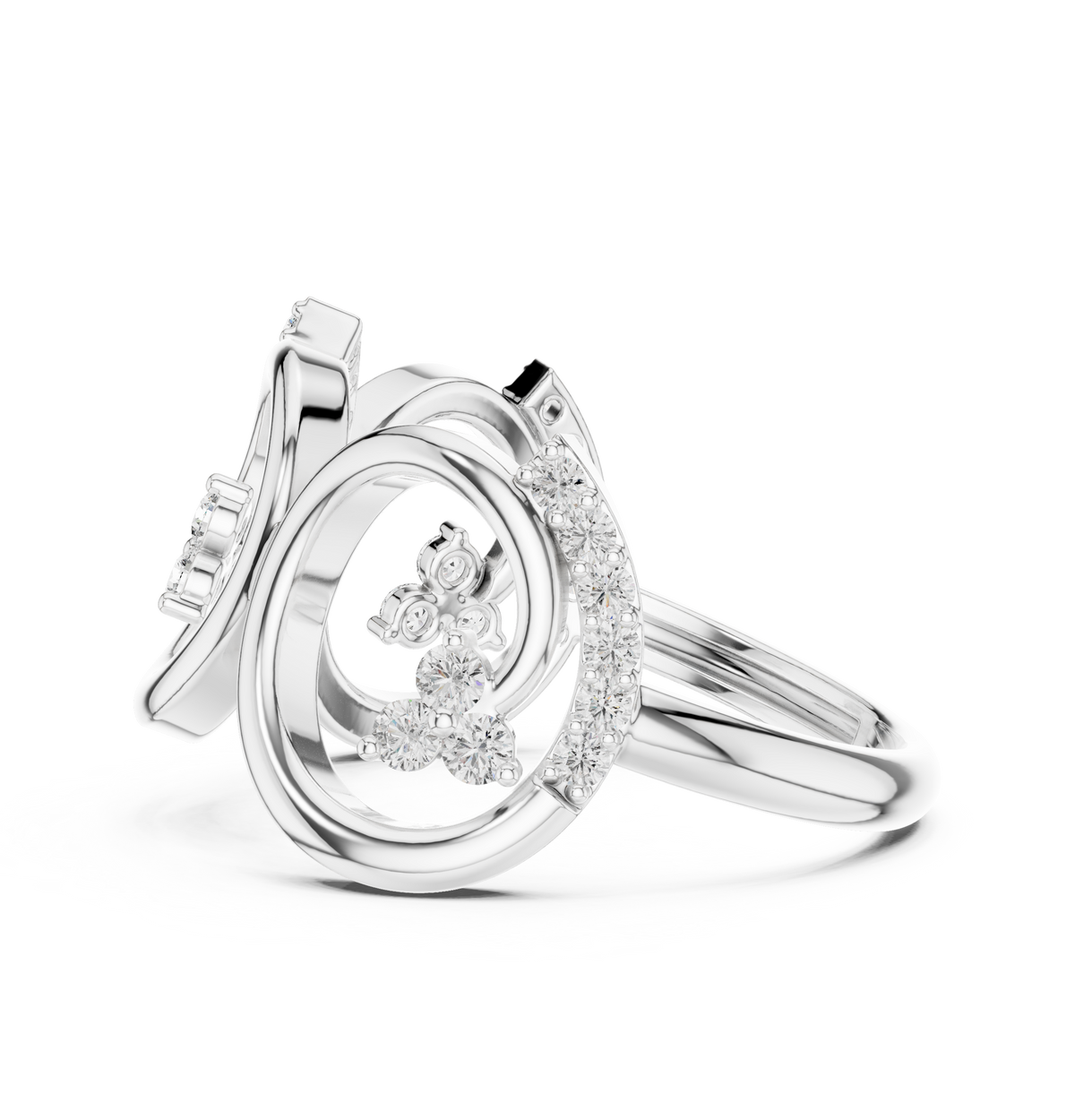 open circle pavé round moissanite diamond geometric statement ring - view 9