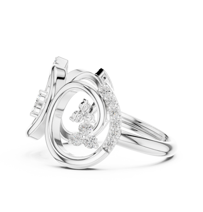 Open Circle Pavé Round Moissanite Diamond Geometric Statement Ring - View 9