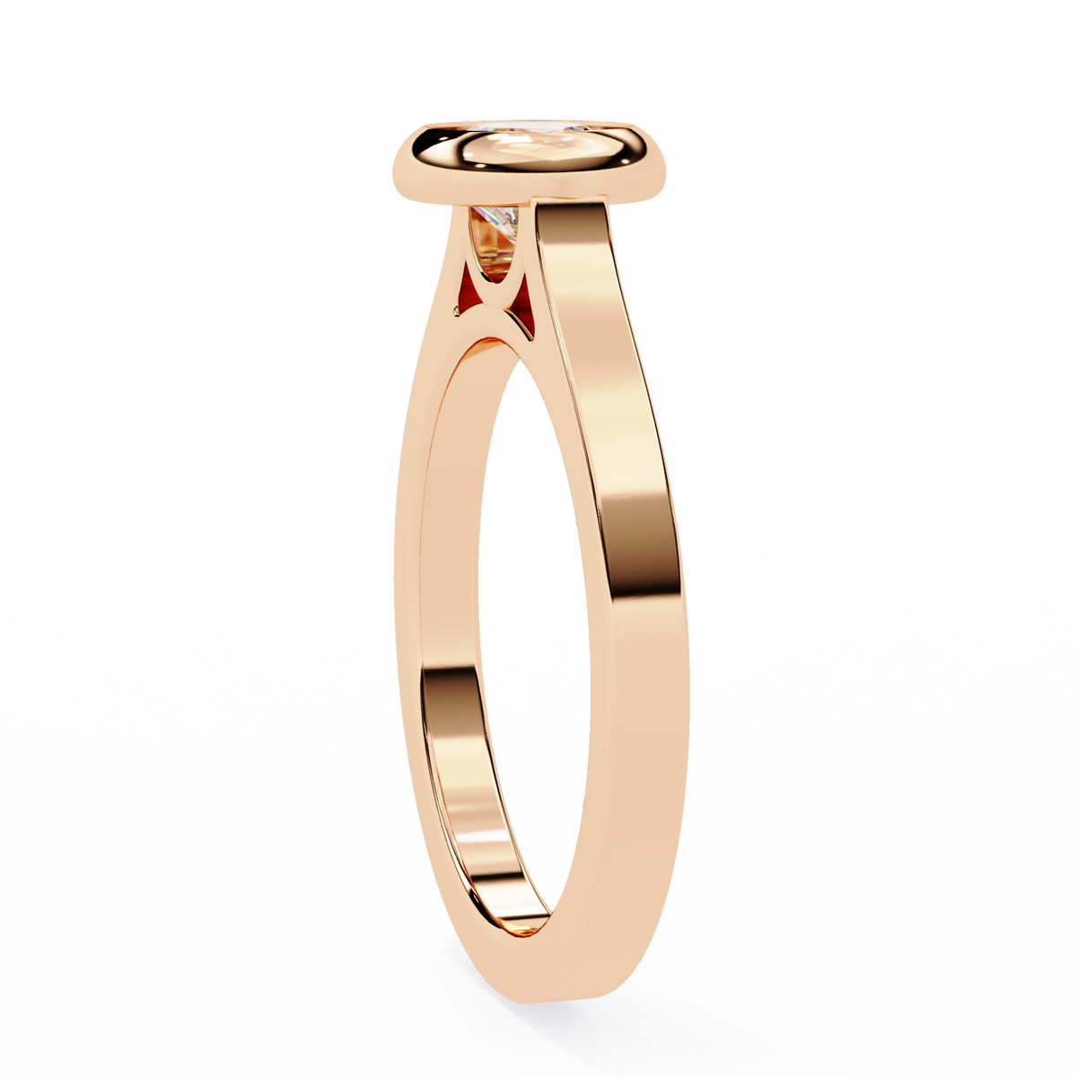 Round Cut Bezel Setting Lab Diamond Solitaire Wedding Ring - View 3