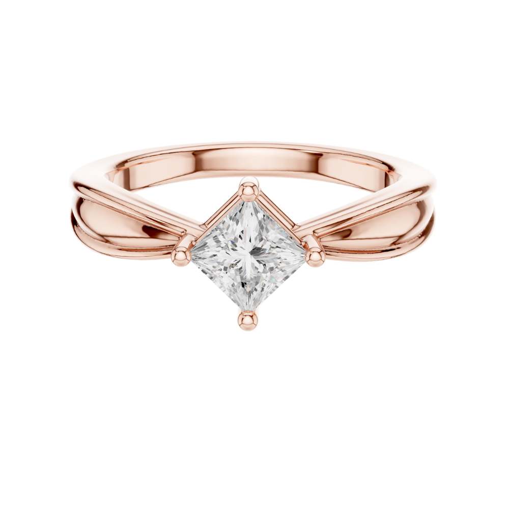 Princess Cut Split Shank Lab Diamond Solitaire Engagement Ring - View 2