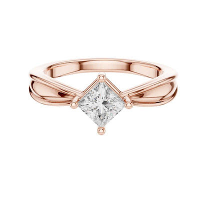Princess Cut Split Shank Lab Diamond Solitaire Engagement Ring - View 2