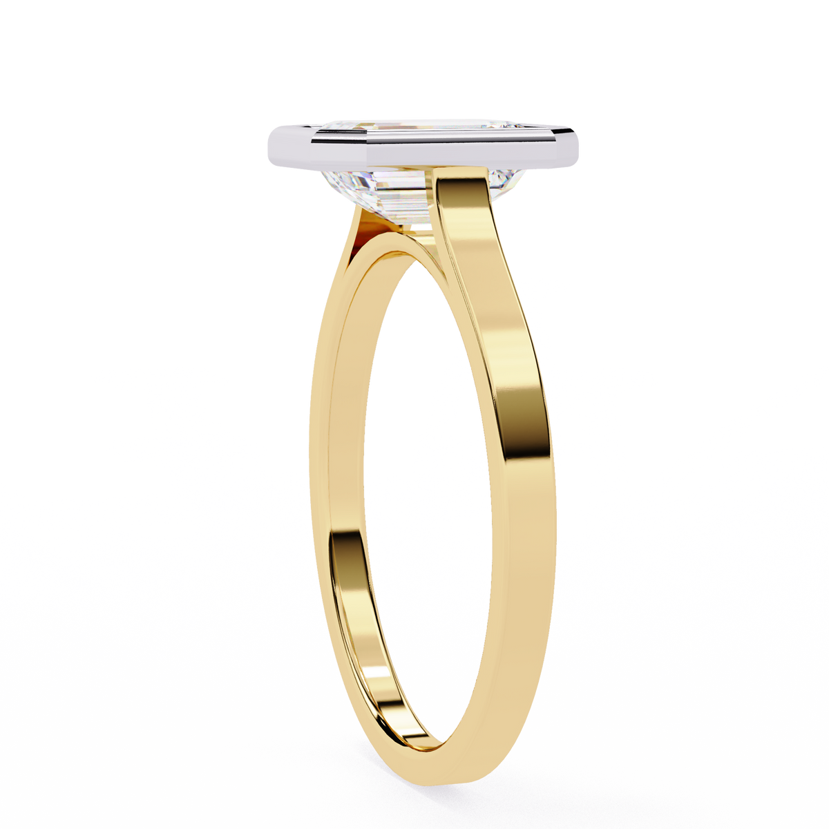 Bezel Setting Emerald Cut Lab Diamond Engagement Ring - View 5