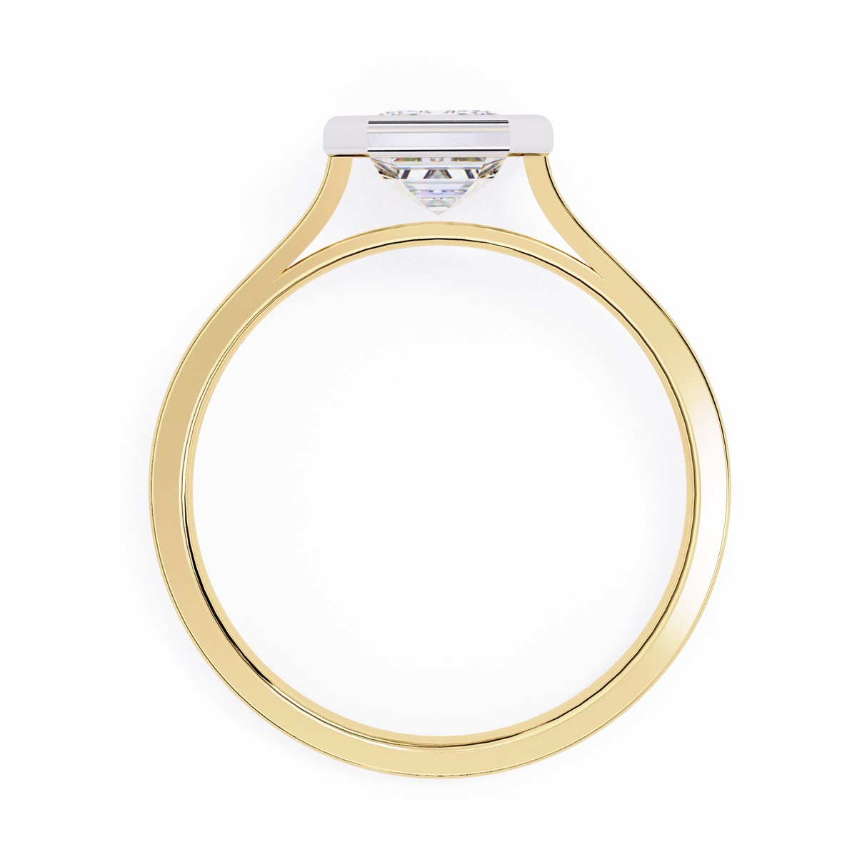 bezel setting emerald cut lab diamond engagement ring - view 8