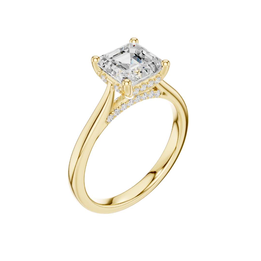 asscher cut lab diamond solitaire engagement ring - view 4