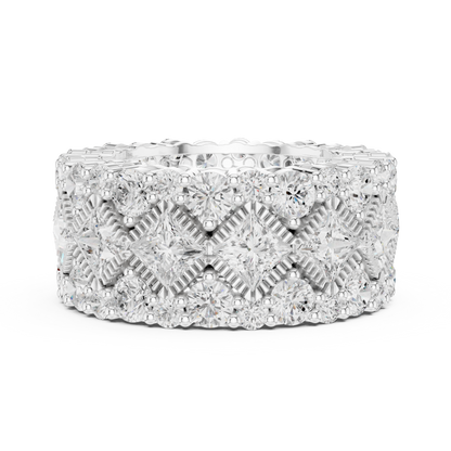 Round Lab Diamond Wide Band Statement Ring - View 3