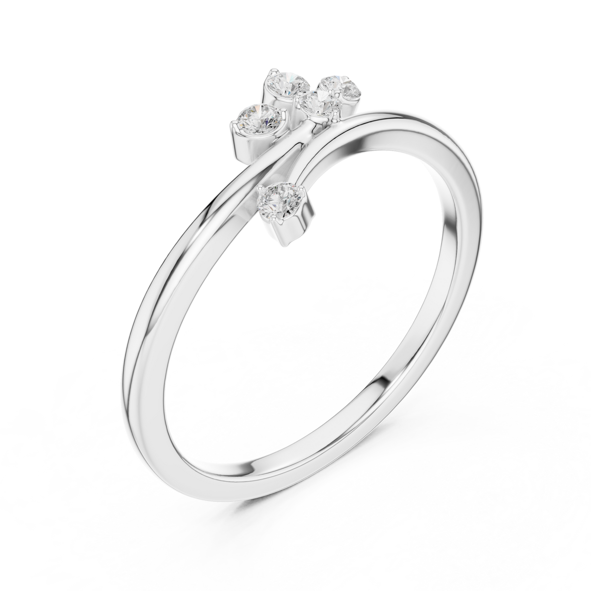 moissanite diamond leaf branch open bypass ring - view 8