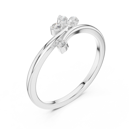 Lab Grown Diamond Leaf Branch Open Bypass Ring - View 8