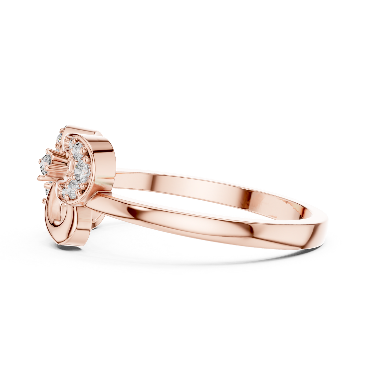 infinity round cut lab diamond openwork pave gold statement ring - view 7