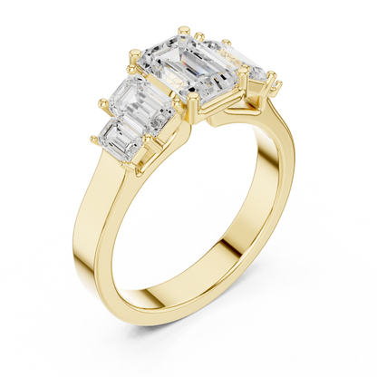 Five Stone Emerald Cut Lab Diamond Anniversary Ring - View 7