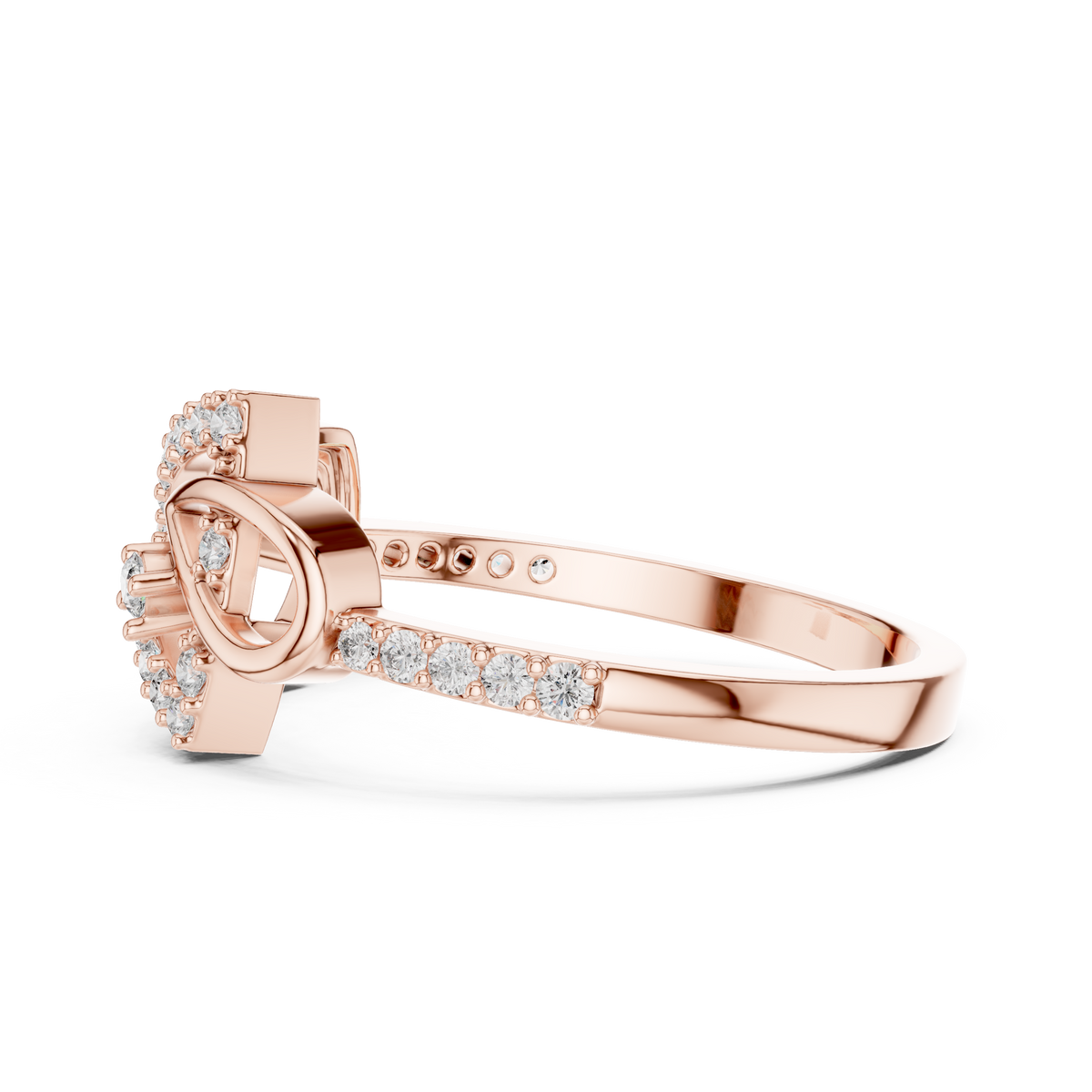 Open Trillion Shape Pave Lab Diamond Wedding Ring - View 7