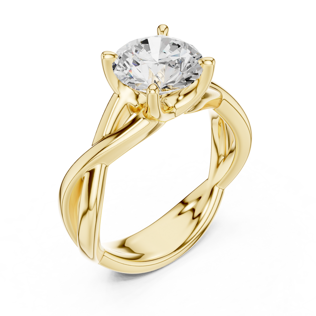 Round Cut Lab Diamond Infinity Twist Ring - View 7