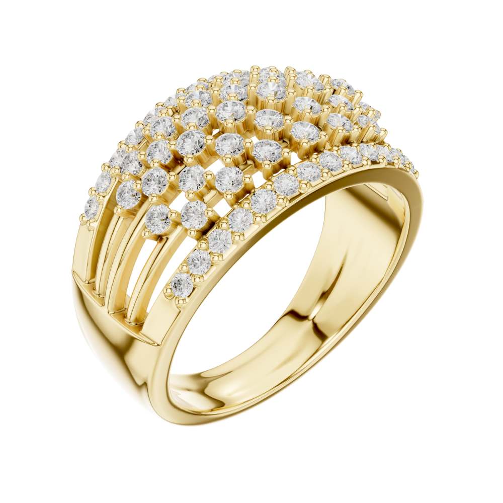 Round Cut Multi Row Pave Lab Diamond Statement Band Ring - View 4