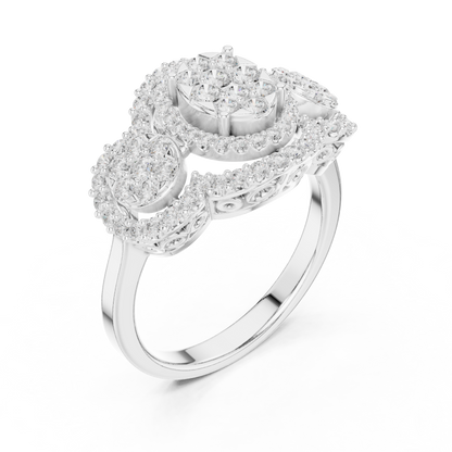 Triple Halo Lab Grown Diamond Cluster Statement Ring - View 6
