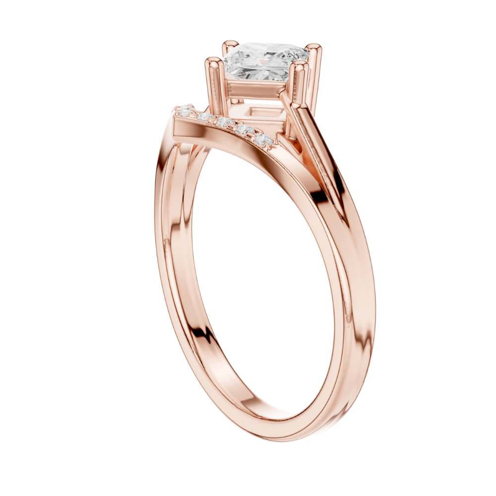 Princess Cut Moissanite Diamond Chevron Engagement Ring - View 11