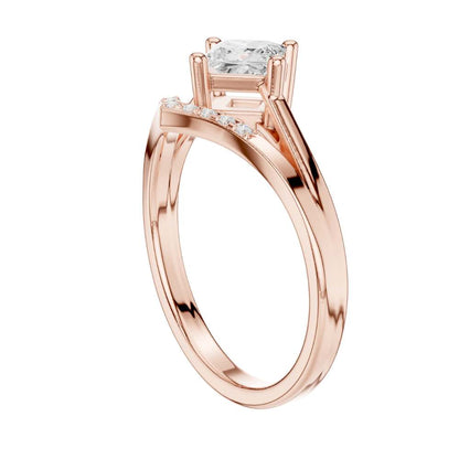 Princess Cut Moissanite Diamond Chevron Engagement Ring - View 11