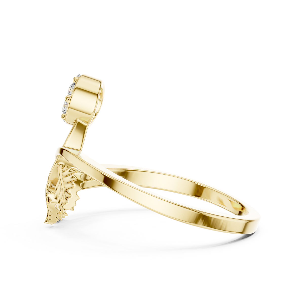 Nature Inspired Moissanite Diamond Leaf Delicate Ring - View 8
