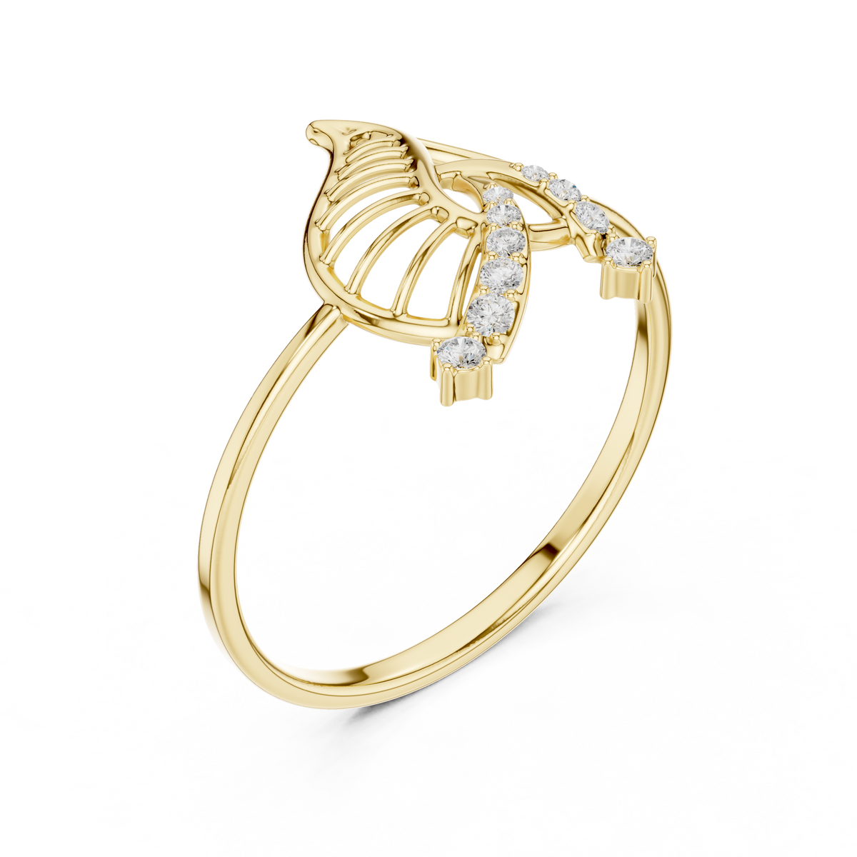Nature-Inspired Moissanite Diamond Statement Delicate Ring - View 2
