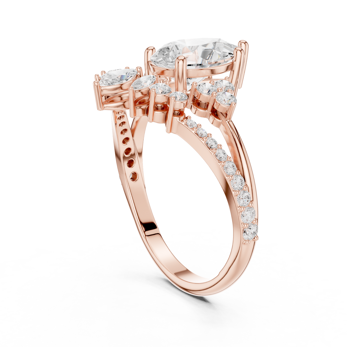 crown cluster split shank pear cut lab diamond wedding ring - view 8