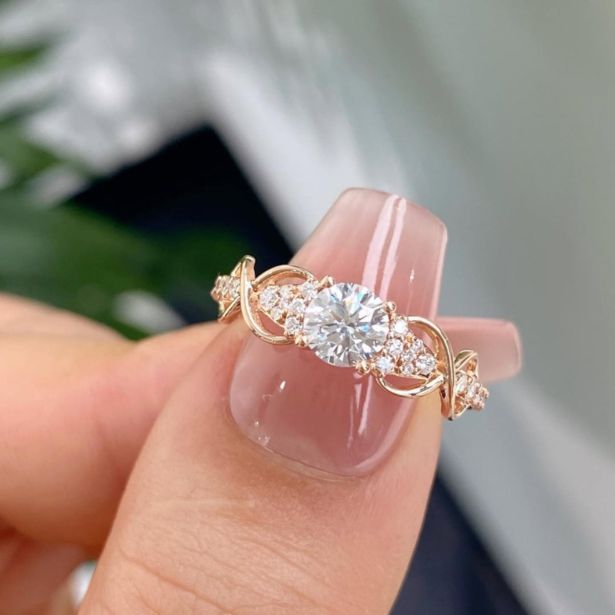 round lab diamond infinity cluster engagement ring