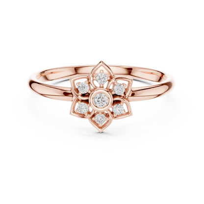 Round Cut Lab Diamond Floral Cluster Split Shank Ring - View 2