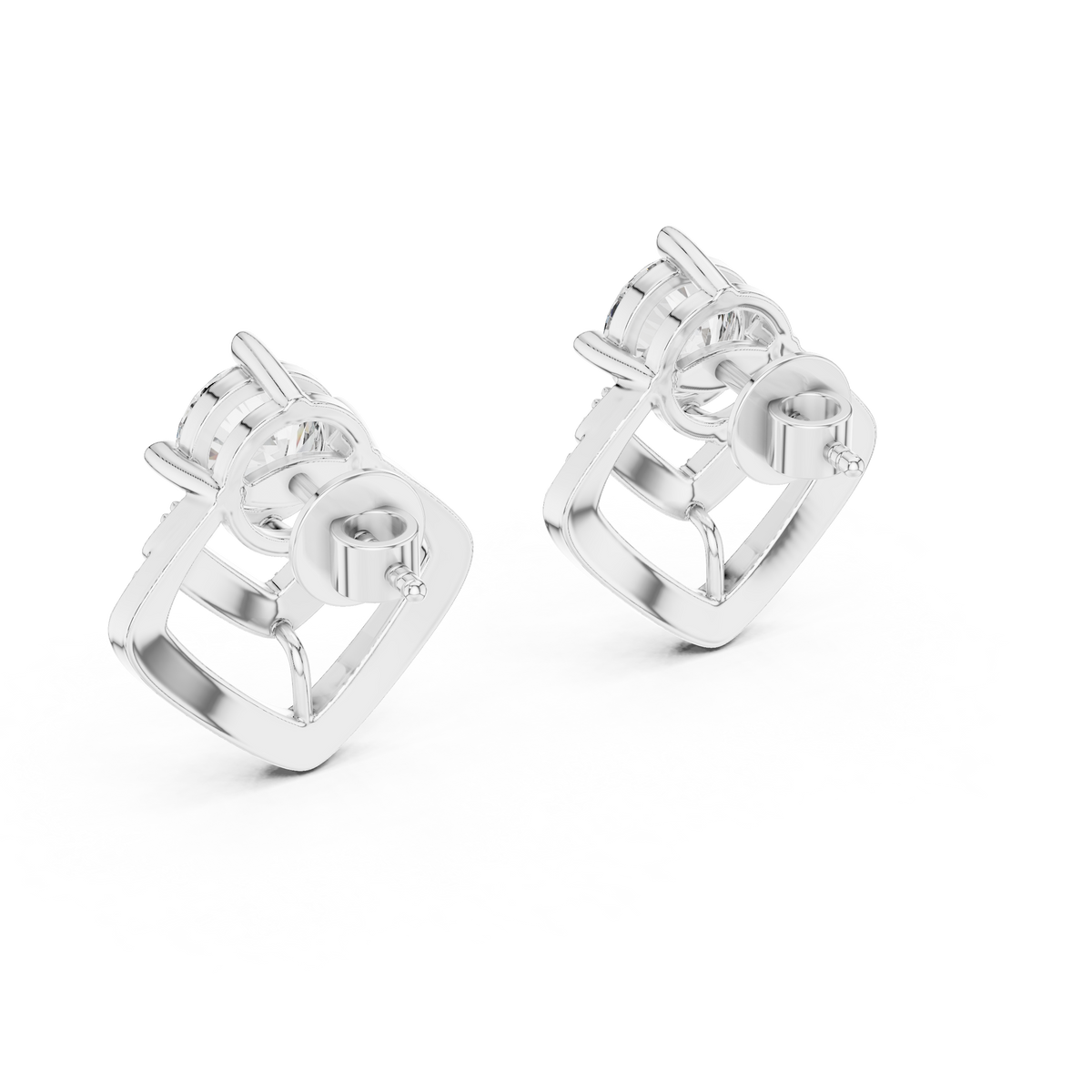 chevron round lab diamond stud earrings statement design - view 7