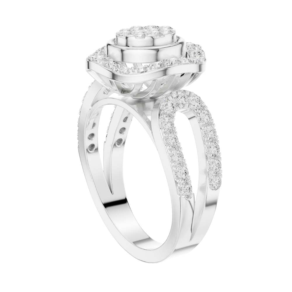 cluster round cut lab diamond split shank engagement ring - view 12