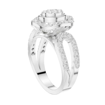 Cluster Round Cut Lab Diamond Split Shank Engagement Ring - View 12