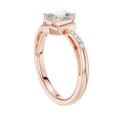 Emerald Cut Lab Diamond Ring with Classic Bezel Setting - View 11