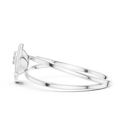 Leaf Solitaire Ring with Bezel Set Lab Round Diamond Accent - View 10