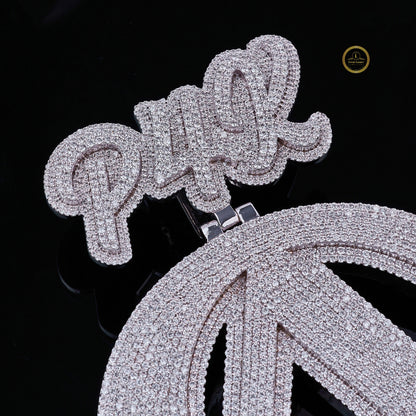 Luxury Custom Initial Lab Grown Diamond Pendant with Crown High Shine Hip Hop Look - View 4