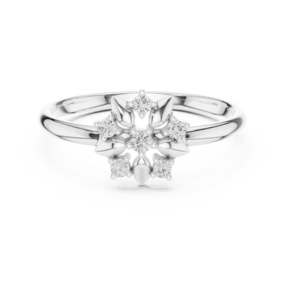 Round Lab Diamond Floral Cluster Delicate Ring - View 9
