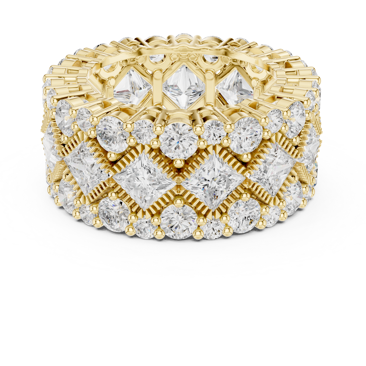 Round Lab Diamond Wide Band Statement Ring - View 7
