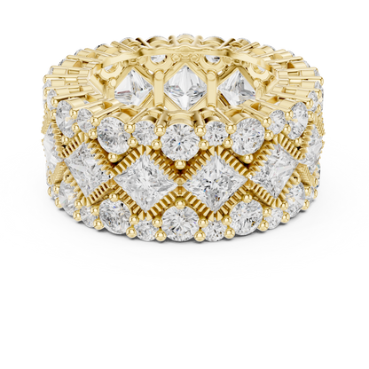 Round Lab Diamond Wide Band Statement Ring - View 7