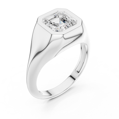Handcrafted Asscher Cut Lab Diamond Ring With Bezel Setting - View 5