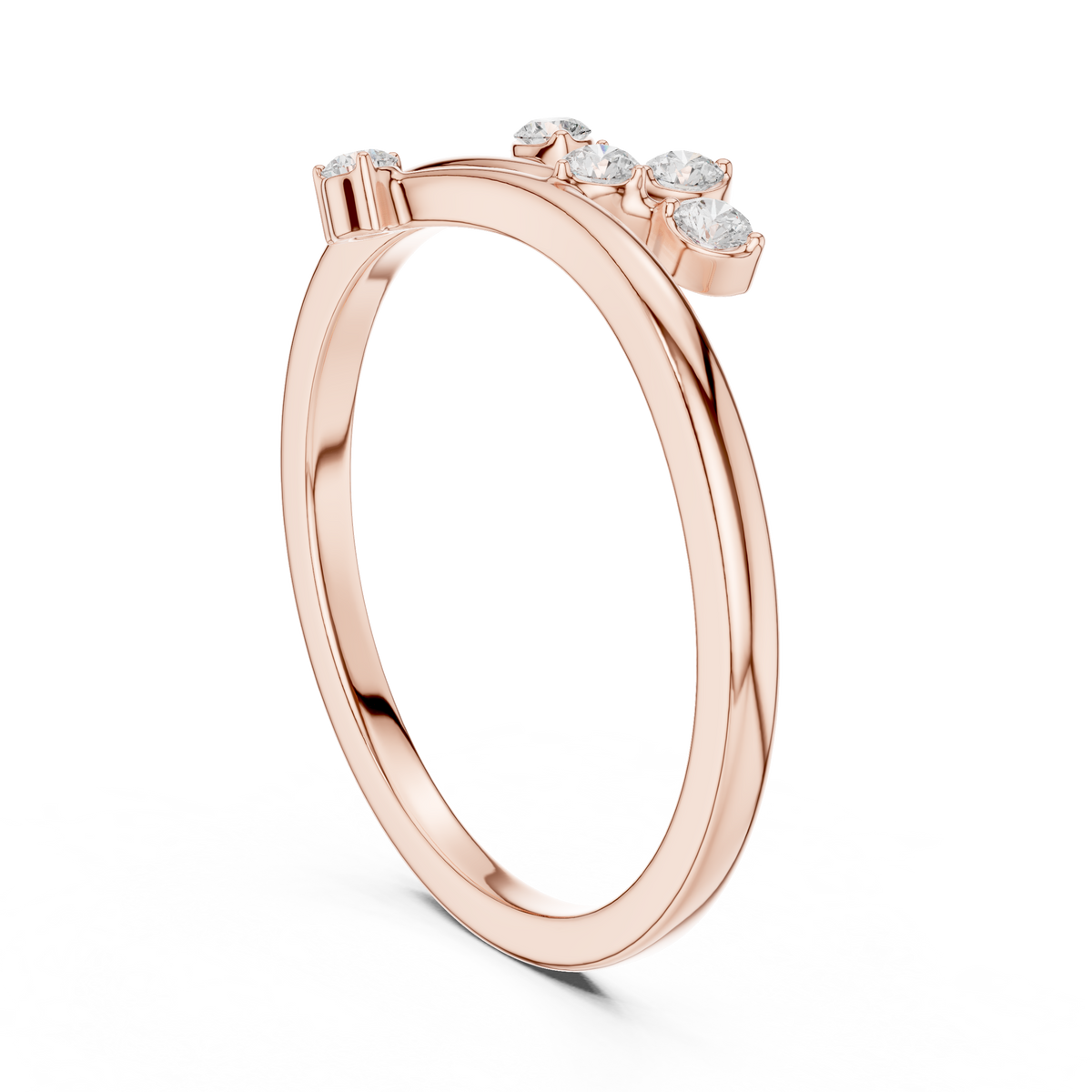 Lab Grown Diamond Leaf Branch Open Bypass Ring - View 6