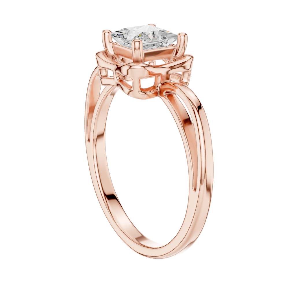 princess cut lab diamond solitaire ring split shoulder setting - view 11